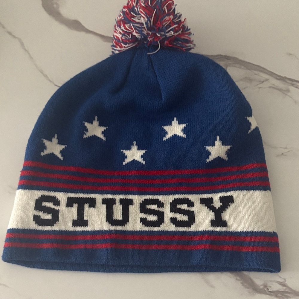 Stussy Blue Beanie with Stars and Stripes new no tag